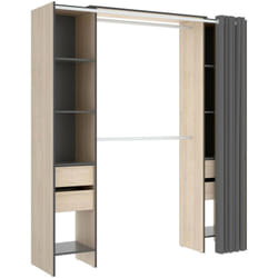 Guardaroba grande Era, Struttura per cabina armadio, Mobile appendiabiti aperto, 180x50h205 cm, Rovere e Antracite - Dmora
