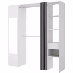 GUARDAROBA GRANDE - Struttura per cabina armadio, Mobile appendiabiti aperto, 177x52h205 cm, Bianco e Antracite.STRUTTURA E U ...