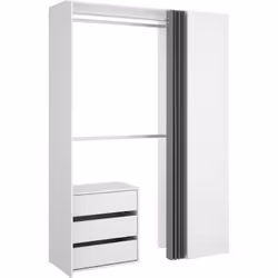 GUARDAROBA GRANDE - Struttura per cabina armadio, Mobile appendiabiti aperto, 141x52h205 cm, Bianco e Antracite.STRUTTURA E U ...