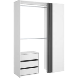 Guardaroba grande Annuck, Struttura per cabina armadio, Mobile appendiabiti aperto, 141x52h205 cm, Bianco e Antracite - Dmora