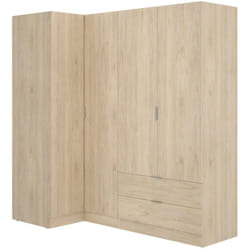 Guardaroba grande Efesto, Mobile angolare per camera da letto, Armadio appendiabiti ad angolo, 174x91h184 cm, Rovere - Dmora