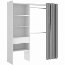 GUARDAROBA GRANDE - Struttura per cabina armadio, Mobile appendiabiti aperto, 160x50h205 cm, Bianco e Grigio.STRUTTURA E UTIL ...
