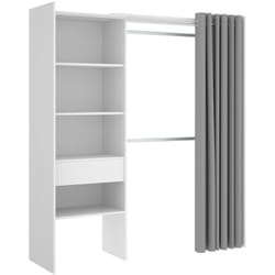 Guardaroba grande Arim, Struttura per cabina armadio, Mobile appendiabiti aperto, 160x50h205 cm, Bianco e Grigio - Dmora
