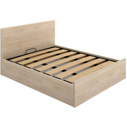 Dmora - Letto matrimoniale Barolo, Sommier giroletto rete inclusa, Struttura letto contenitore per materasso di 150x190 cm, 197x158h95 cm, Rovere