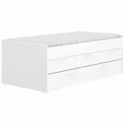 LETTO PER BAMBINI - Struttura con secondo lettino estraibile, Letto singolo per cameretta con 3 cassettoni, 194x95h68 cm, Bia ...