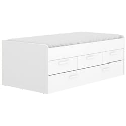 Letto per bambini Aftro, Struttura con secondo lettino estraibile, Letto singolo per cameretta con 3 cassettoni, 194x95h68 cm, Bianco - Dmora