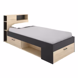 Dmora D006641, Letto gonfiabile, Antracite, Quercia, Truciolare rivestito di melamina (MFC), Monocromatico, Truciolato, Nero, ...