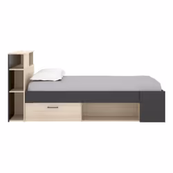 Dmora D006641 lettino per bambini Antracite, Quercia Truciolare rivestito di melamina (MFC) Letto gonfiabile