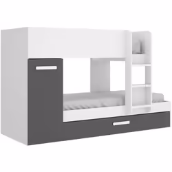 COMPOSIZIONE CAMERA DA LETTO - Cameretta completa, Composizione letto a castello con due lettini singoli, 244x112h150 cm, Bia ...