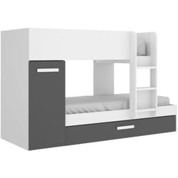 Dmora - Composizione camera da letto Agle, Cameretta completa, Composizione letto a castello con due lettini singoli, 244x112h150 cm, Bianco e