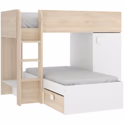COMPOSIZIONE CAMERA DA LETTO - Cameretta completa, Composizione letto a castello con due lettini singoli, 255x112h150 cm, Bia ...