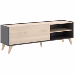 MOBILE PORTA TV - Credenza bassa da soggiorno, Madia da salotto per televisione, 155x43h47 cm, Rovere e Antracite. STRUTTURA ...
