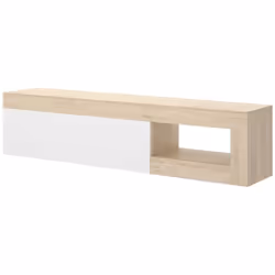 MOBILE PORTA TV - Credenza bassa da soggiorno, Madia da salotto per televisione, 204x42h48 cm, Rovere e Bianco lucido. STRUTT ...