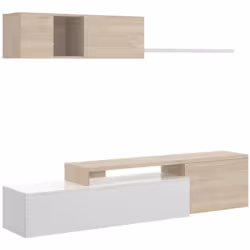 PARETE ATTREZZATA - Set da soggiorno modulare ad angolo, Mobile salotto porta TV multiposizione, 201x41h180 cm, Bianco lucido ...