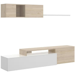 Dmora - Parete attrezzata Axayazala, Set da soggiorno modulare ad angolo, Mobile salotto porta tv multiposizione, 201x41h180 cm, Bianco lucido e