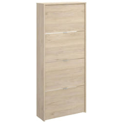 Scarpiera Arsa, Portascarpe salvaspazio da ingresso, Mobiletto porta scarpe a 4 ante a ribalta, 61x25h149 cm, Rovere - Dmora