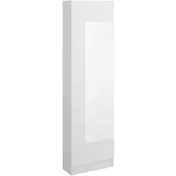 Dmora - Scarpiera Arlanda, Portascarpe salvaspazio da ingresso, Mobiletto portascarpe a 1 anta a specchio, 50x27h186 cm, Bianco