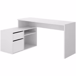 SCRIVANIA - Scrittoio multiposizione da ufficio o cameretta, Tavolo da studio angolare multiuso, 139x92h75 cm, Bianco. STRUTT ...
