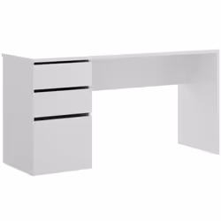 SCRIVANIA - Scrittoio multiuso da ufficio o cameretta, Tavolo da studio lineare con 2 cassetti e 1 anta, 139x60h75 cm, Bianco ...