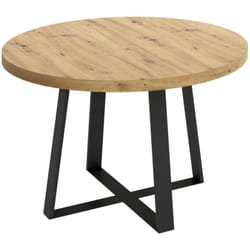 Tavolo allungabile Andia, Consolle estensibile rotondo, Tavolo da pranzo multiuso ovale, 110/158x110h77 cm, Rovere Nodi - Dmora