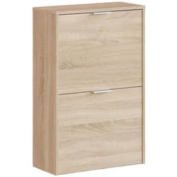 Scarpiera Valdosta, Portascarpe salvaspazio a 2 ante, Scarpiera da ingresso , Armadio scarpiera, 50x22h76 cm, Rovere, con imballo rinforzato - Dmora