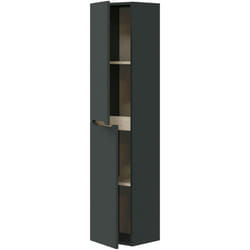 Dmora - Mobile colonna Arissa, Pensile bagno sospeso a 2 ante, Armadio alto, 31x26h135 cm, Antracite e Rovere
