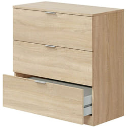 Cassettiera Garbino, Cassettiera camera da letto , Settimino a 3 cassetti, 77x38h80 cm, Rovere - Dmora