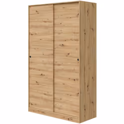 GUARDAROBA 2 ANTE - Armadio per camera da letto, Mobile con 4 ripiani e barra appendiabiti, 120x50h200 cm, Rovere Nodi.STRUTT ...
