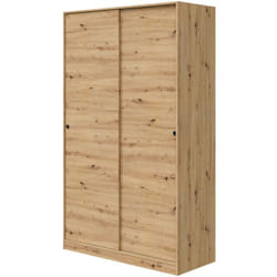 Guardaroba 2 ante Adrenalin, Armadio per camera da letto, Mobile con 4 ripiani e barra appendiabiti, 120x50h200 cm, Rovere Nodi - Dmora