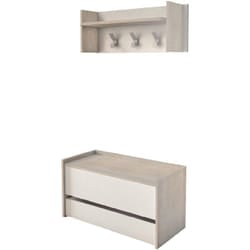 Dmora - Mobile da ingresso Brionia, Entratina moderna con appendiabiti, Mobile con scarpiera, Armadietto multifunzione, Cm 50x32h182, Rovere e
