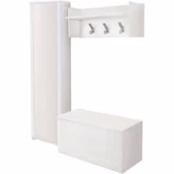 MOBILE DA INGRESSO - Entratina moderna con appendiabiti, Mobile con scarpiera, Armadietto con specchio, Cm 50x32h182, Bianco. ...