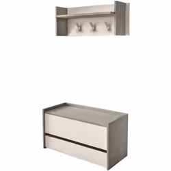 MOBILE DA INGRESSO - Entratina moderna con appendiabiti, Mobile con scarpiera, Armadietto multifunzione, Cm 50x32h182, Cement ...