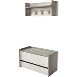 Dmora - Mobile da ingresso Actinolite, Entratina moderna con appendiabiti, Mobile con scarpiera, Armadietto multifunzione, Cm 50x32h182, Cemento e