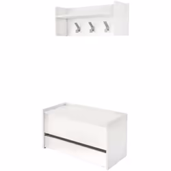 MOBILE DA INGRESSO - Entratina moderna con appendiabiti, Mobile con scarpiera, Armadietto multifunzione, Cm 50x32h182, Bianco ...