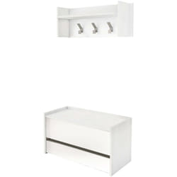 Dmora - Mobile da ingresso Actinolite, Entratina moderna con appendiabiti, Mobile con scarpiera, Armadietto multifunzione, Cm 50x32h182, Bianco