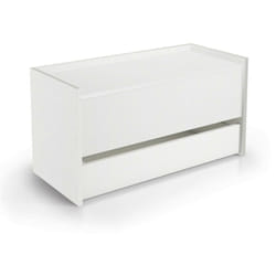 Dmora - Cassapanca Sogno, Mobile da ingresso moderno con scarpiera, Cassapanca baule con due contenitori, 100% Made in Italy, 90x40h46 cm, Bianco