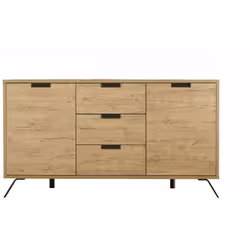 CREDENZA - Buffet da soggiorno, Madia da salotto, Dispensa da cucina, Made in Italy, 156x50 h86 cm, Rovere. STRUTTURA E UTILI ...