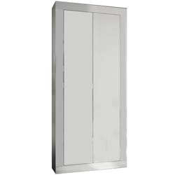 Guardaroba 2 ante Contea, Mobile camera da letto, Cabina armadio portabiti, Armadio appendiabiti, Made in Italy, 78x35 h185 cm, Bianco lucido - Dmora