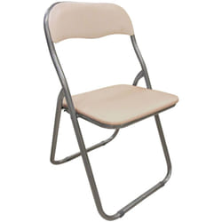 Dmora - Sedia pieghevole Antenore, Sedia salvaspazio, Sedia per ospiti, Seduta per riunioni in simil ecopelle, 43x47h80 cm, Beige