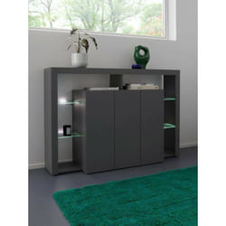 Credenza Viviano, Buffet da soggiorno a 3 ante, Madia da salotto, Credenza moderna, 150x40h100 cm, Antracite, con imballo rinforzato - Dmora