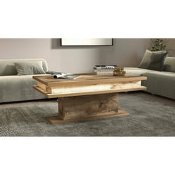 Tavolino da salotto Iside, Tavolino soggiorno, Mobile portaoggetti basso, Tavolino da caffÃ¨, 100x55h42 cm, Acero con luce LED