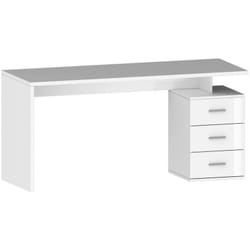 Dmora - Scrivania Abisse, Scrittoio lineare, Scrivania ufficio multiuso, Scrivania salvaspazio multi posizione, 160x60h75 cm, Bianco