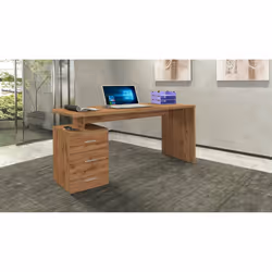 Scrivania Abisse, Scrittoio lineare, Scrivania ufficio multiuso, Scrivania salvaspazio multi posizione, 160x60h75 cm, Rovere