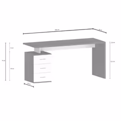 Scrivania Abisse, Scrittoio lineare, Scrivania ufficio multiuso, Scrivania salvaspazio multi posizione, 160x60h75 cm, Bianco e Ardesia - Vista aggiuntiva 3