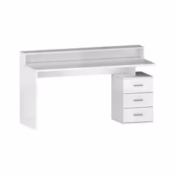 Scrivania Flaminia, Scrittoio con sopralzo, Scrivania ufficio multiuso, Scrivania salvaspazio multi posizione, 160x60h90 cm, Bianco
