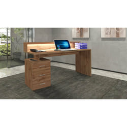 Scrivania Flaminia, Scrittoio con sopralzo, Scrivania ufficio multiuso, Scrivania salvaspazio multi posizione, 160x60h90 cm, Rovere