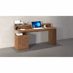 Scrivania Flaminia, Scrittoio con sopralzo, Scrivania ufficio multiuso, Scrivania salvaspazio multi posizione, 160x60h90 cm, Rovere - Vista aggiuntiva 4