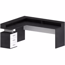 SCRIVANIA - Scrittoio angolare con sopralzo, Scrivania ufficio multiuso, 180x90h160 cm, Bianco e Ardesia. STRUTTURA E UTILIZZ ...