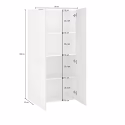Libreria Donatella, Mobile portalibri con 4 vani, Biblioteca, 70x35h140 cm, Bianco