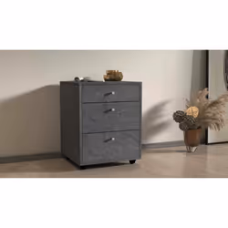 Cassettiera Asgabat, Cassettiera camera da letto , Settimino con 3 cassetti, 47x45h61 cm, Ardesia